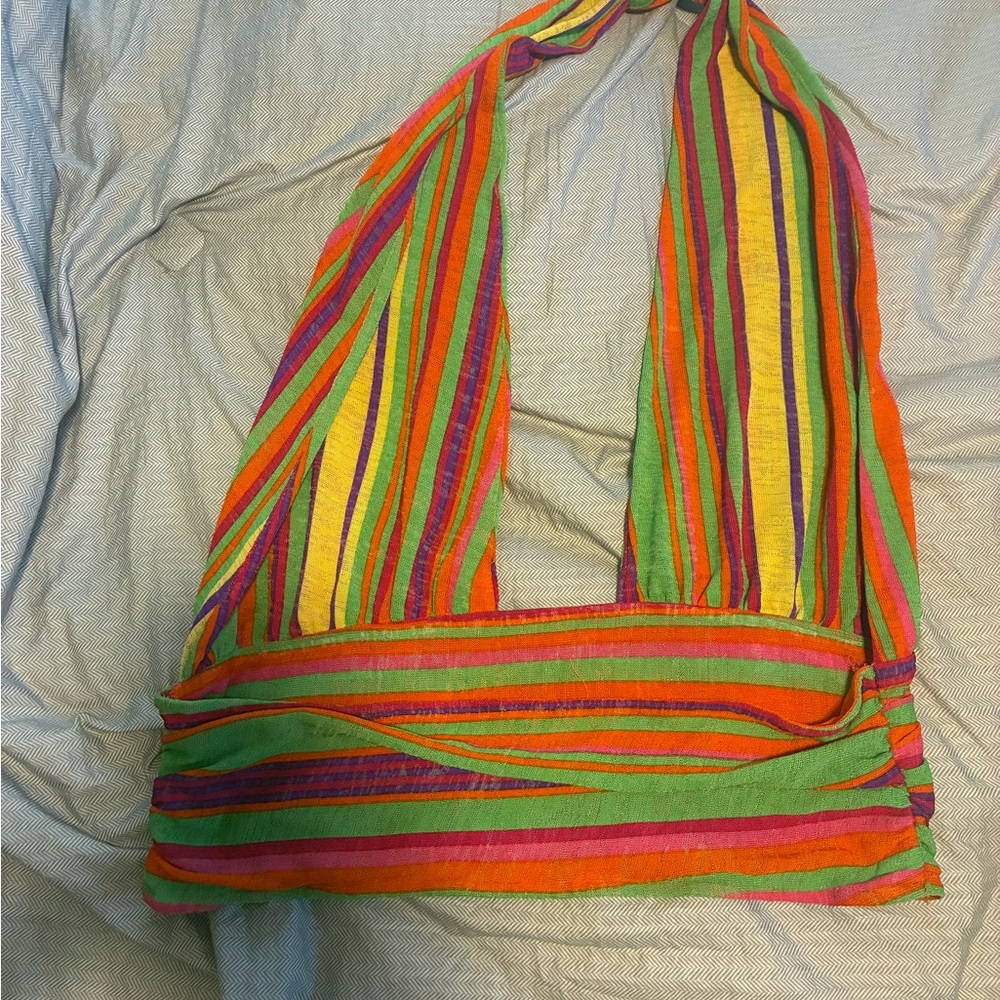 Colorful Striped Women's halter top